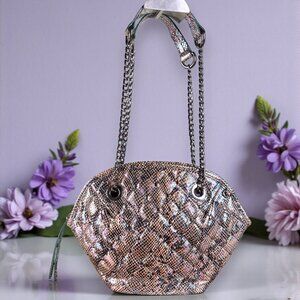 Sharif Metallic Python Embossed Quilted Leather Dome Convertible Crossbody - New